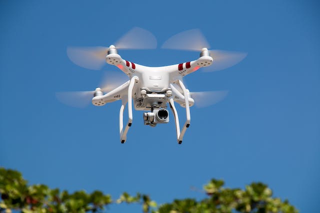 A white drone with a strong chasis.