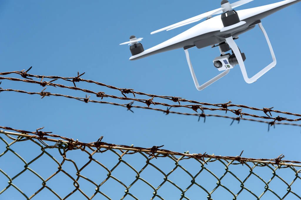Drone flying over national security area