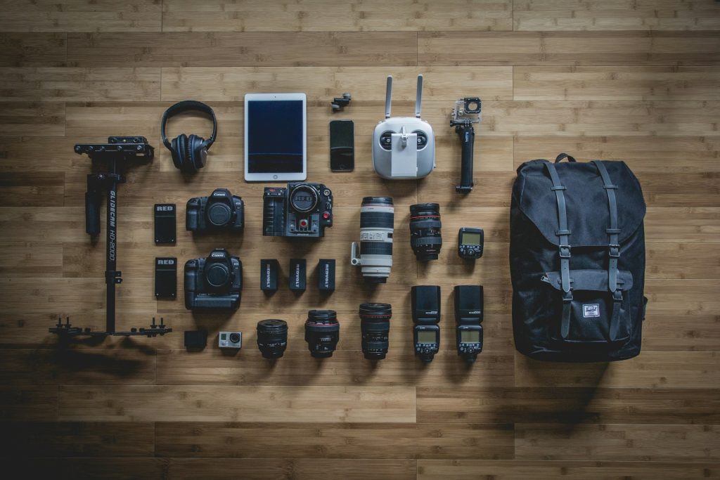 Prepare various accessories and a backpack for safely transporting your drone.