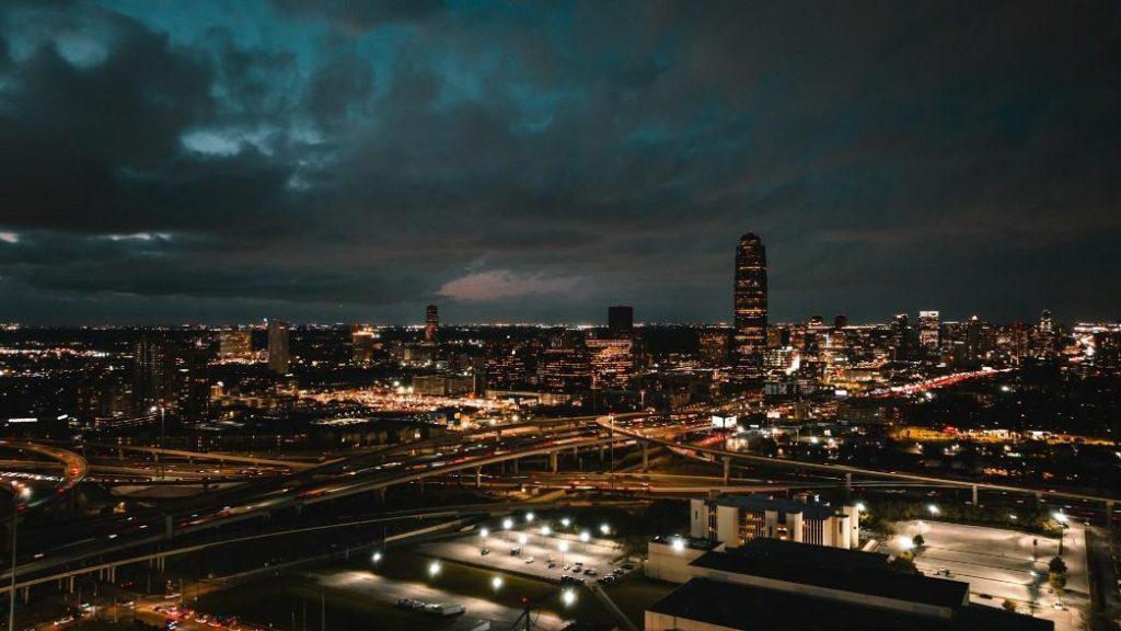 A moody and beautiful shot of a city skyline