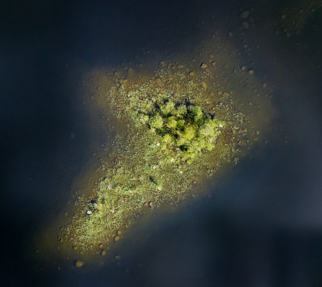 Orthomosaic aerial photo of small island