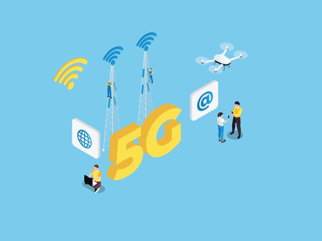 5G Network Wireless Technology isometric 3d vector concept