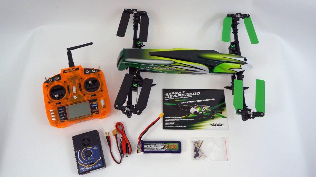 A drone with accessories