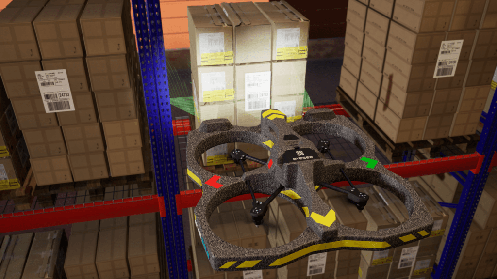 Drone scanning inventory in warehouse